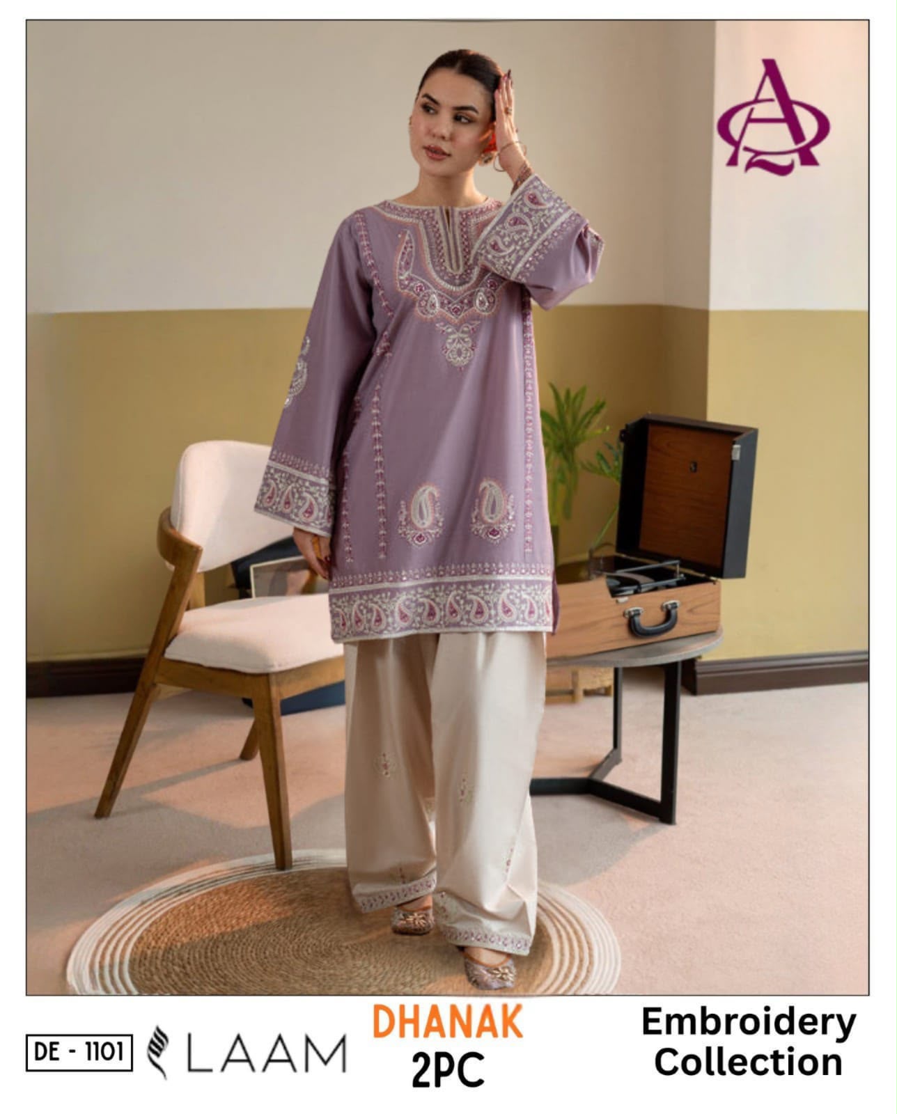 Dhanak embroidered luxury unstitched 2pc suit